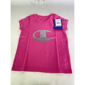Champion Pink Glitter Logo Short Sleeve T-Shirt Top Toddler Girls Size 3T